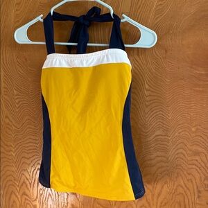 Boden Yellow and Navy Swim Top